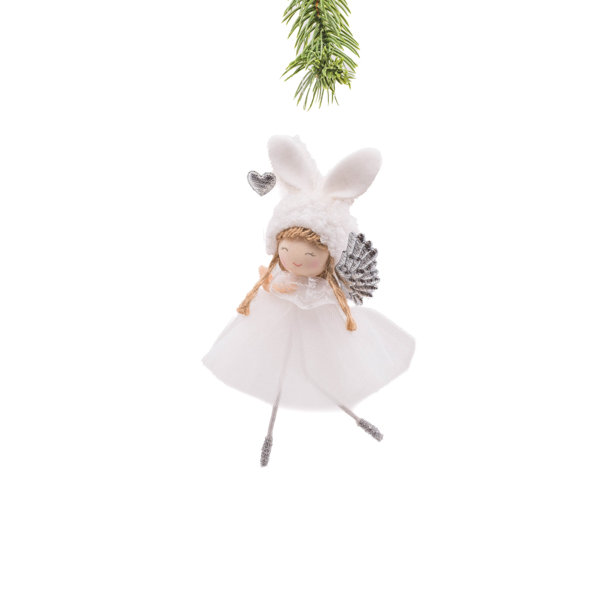 The Holiday Aisle White Cloth Hanging Cherub Ballerina With Bunny Ears